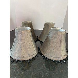 Greenish/Blackish/Grayish 6" Chandelier Shades, Black Beaded Fringe (Qty. 4)